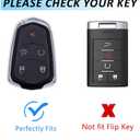 Heavy Key Fob Cover for Cadillac, Keychain, Metal Silicone Key Fob Case Compatible with Cadillac ATS ATS-v CTS CT6 XTS XT5 XT4 XT6 SRX 2014 2015 2016 2017 2018 2019 2020 2021 (Black, S Buckle)