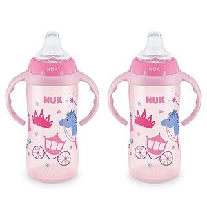 NUK Learner Cup, 10 oz, 2 Pack, 8+ Months  BPA Free, Spill Proof Sippy Cup (Blue Kingdom)
