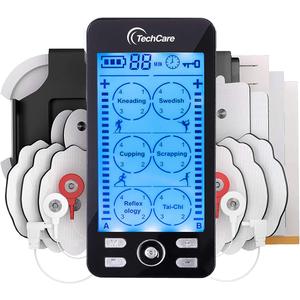 TechCare TENS EMS Muscle Stimulator  Dual Channel Rechargeable Unit with 24 Modes & 20 Intensity Levels for Pain Relief, Back & Sciatica Therapy, Muscle Recovery & Massage (Black)