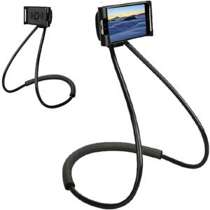 Gooseneck Cell Phone Holder, Universal Mobile Phone Stand, Lazy Bracket, 360 Rotating Free Neck Phone Holder, DIY Flexible Mount Stand with Multiple Function (Black)