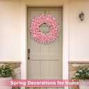 26 Inch Spring Wreaths for Front Door Large Valentines Spring Door Wreath Easter Wild Floral Summer Wreaths Outside All Season for Farmhouse Porch Wall Wedding Living Room Home Decor(Pink)