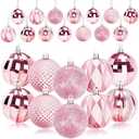 JULMELON 19PCS Large Christmas Balls Ornaments,60mm/2.4 in Shatterproof Plastic Decorative Xmas Tree Ornaments, Assorted Christmas Ball Ornaments for Wedding Mothers Day Party Decorations (Pink)