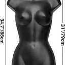 Noamus 2 Pack Black Female Mannequin, Hip Long Hollow Back Body Torso Dress Form, Shatterproof Frosted Shapely Mannequin with Hanging Hook for Display Top and Bottom Merchandise, Fits Sizes 5-10, 31" x 16" x 7"