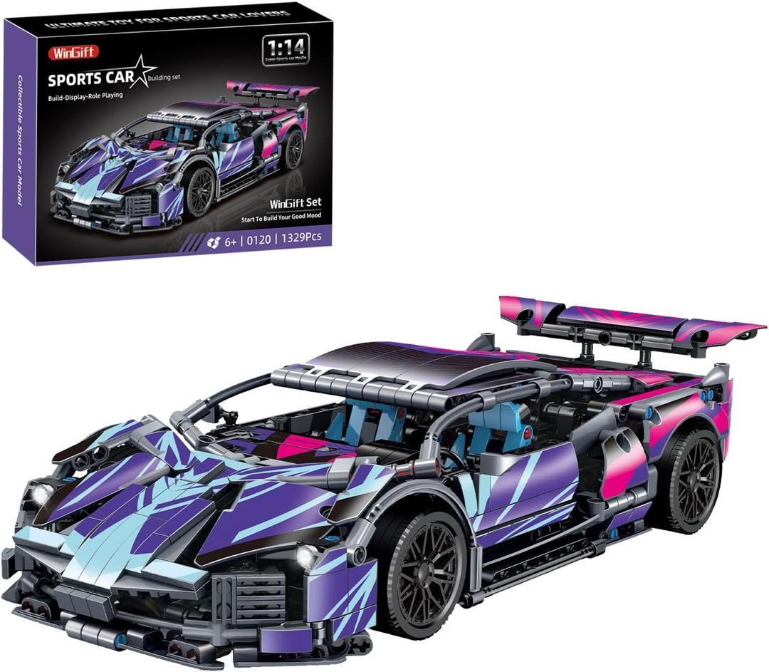 1329 Piece Sports Car Building Blocks Toys Boys or Adults Kits, 1:14 Race Car Model Building Set, Adult Collectible Model Cars Set to Build, STEM Super Cars Sets for Boys Girls Age 6-12, 8-14