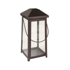 Solar Powered Lantern with LED Candle, Traditional, Black, 11", 62401