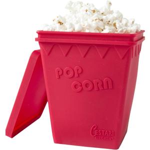 Microwave Popcorn Popper | Replaces Microwave Popcorn Bags | Healthy Air Popped Popcorn - No Oil Needed | BPA Free Premium European Grade Silicone Popcorn Maker by Cestari Kitchen (Red Makes 8 cups)