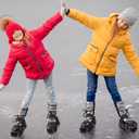 Poen 4 Pairs Toddler Ice Skates, Kids Adjustable Double Runner Ice Skates with Hook and Loop Fastener Straps, Black Toddler Skating Shoes Double Blade for Winter Kids Training Shoes Beginner Youth