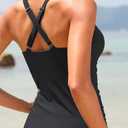 Women Underwire Tankini Top Only - Tummy Control Bathing Suit Top Twist Front Swim Top Criss Cross Back Swimsuit 2025 (Black, XXL)