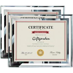Giftgarden 8.5x11 Glass Frame Set of 2, Clear 8.5 x 11 Picture Frames for Certificate Document Award Tabletop Display