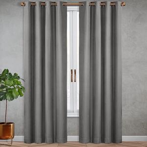 SUN+BLK Nantes Luxury Insulated Total Blackout Grommet Single Curtain Panel, Noise Reducing, Light Blocking, Grey, 52x63, 1 Panel