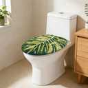 FYSUIMU Palm Leaf Toilet Lid Cover Green Monstera Toilet Seat Cover with Adjustable Rubber Backing for Most Lids Summer Tropical Bathroom Decoration