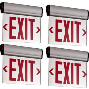 TANLUX Red Exit Signs for Business, Double Sides LED Edge Lit Exit Sign, UL 924, Hardwired Emergency Exit Lights with Battery Backup, Aluminum Housing with Rotating Acrylic Mirror Panel, AC 120/347V, 4 Pack