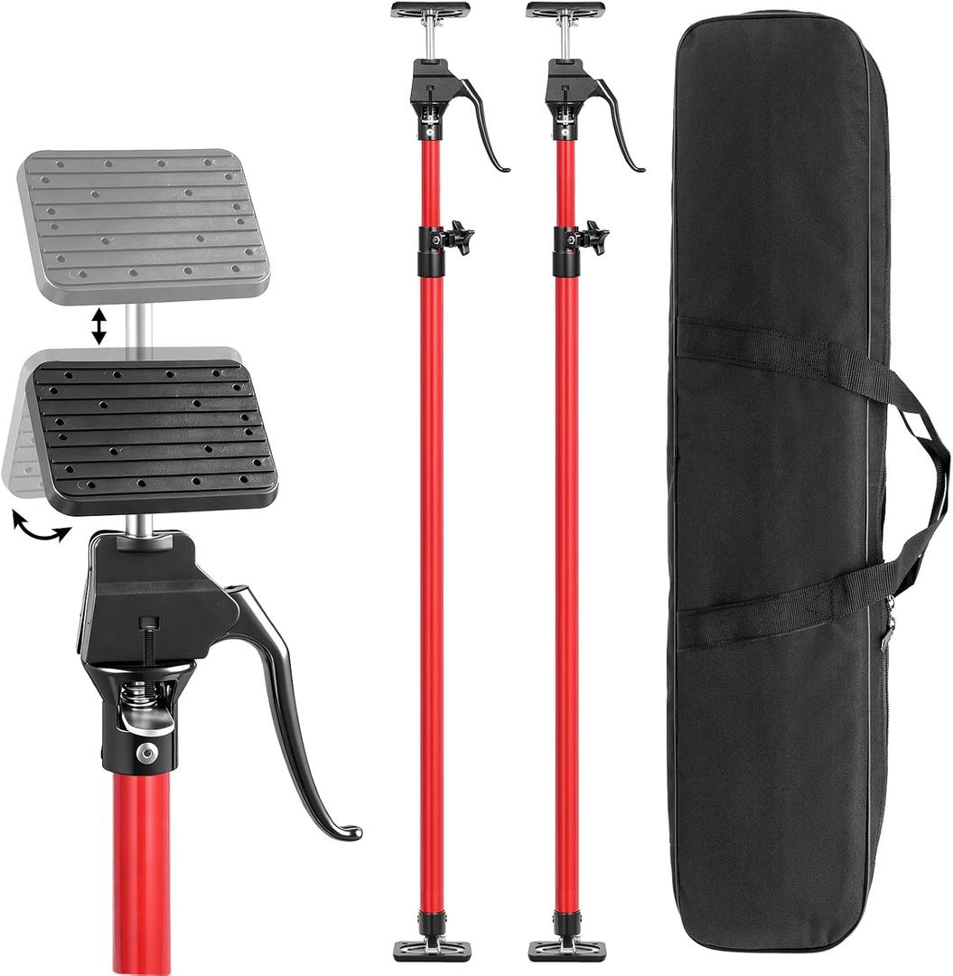 Cabinet Jack for Installing Cabinet,2 Pack Adjustable 3rd Hand Support Pole Extend from 47.2" to 114.2",Premium Steel Cabinet Lift Jack Support up to 200 lbs,with Storage Bag (Red)