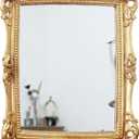 Funerom Vintage 11 x 9.5 inch Decorative Mirror, Wall Mounted & Tabletop Makeup Mirror Square Antique Gold