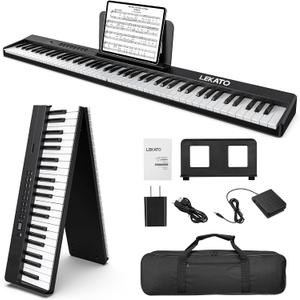 LEKATO FP-10 Portable Piano Keyboard for Beginners 88 Keys Folding Digital Piano with Sustain Pedal Foldable Electric Piano Keyboard with Semi Weighted Wood Grain Key Suitable for Midi Bluetooth