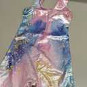 Funnycokid Girls Gymnastics Leotards with Shorts Sparkle Dance Unitards Mermaid Active Biketards 2-10 Years (4-5T, Diamond Blue Pink)