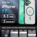 Magnetic Shockproof for iPhone 17 Case,[Full Camera Protection][Compatible with Magsafe][Non-Slip][Mil-Grade Protection] Slim Anti-Yellow Translucent Matte Phone Case for iPhone 17,Pine Green