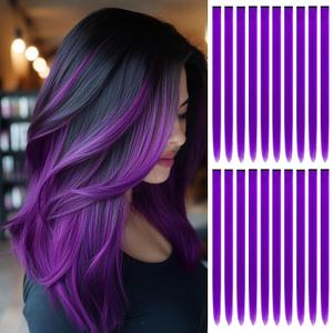 20 PCS Purple Hair Extensions Clip in - 22 Inch Colored Hair for Women - Perfect for Parties, Cosplay, Halloween