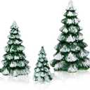3 Pieces with a Sense of Layering and Staggered Heights Winter Wonderland Village Scene Pines Accessory Figurine Set, Christmas Village Trees Decorations,Green