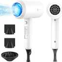 Slopehill Professional Ionic Hair Dryer, Powerful 1800W Fast Drying Low Noise Blow Dryer with 2 Concentrator Nozzle 1 Diffuser Attachments for Home Salon Travel (White)