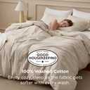 Bedsure 100% Washed Cotton Duvet Cover King Size - Oatmeal Minimalist Bedding Set Linen Like - PureWoven Plain Simple & Soft Comforter Cover for All Seasons (Oatmeal, King, 104"x90")