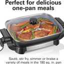 Hamilton Beach Electric Skillet with PFAS-Free Durathon Ceramic Coating, Removable 12x15 Pan, Adjustable Temperature, Reversible Design, Tempered Glass Lid, Black Nonstick Surface (38531)