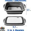 BBQ Prep Tub with 2 Pcs Meat Shredder Claws, 3-IN-1 Large 8L Collapsible Cutting Board with Lid for Meal Prep, Camping Sink for marinating food, Dish Basin, Grilling, Outdoor Cooking