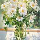 Tucocoo White Daisy DIY Paint by Numbers for Adults White Flowers with Green Leaves in Vase DIY Oil Painting Kits Canvas with Acrylic Paint Floral Plant Art 16x20 Inch （Without Frame ）