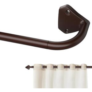 Brown Curtain Rods for Windows 48 to 84 inch, 5/8 inch Adjustable Wrap Around Blackout Curtain Rods for Bedroom & Outdoor