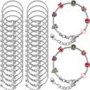 Hicarer 20 Pcs Chain Bracelet for Jewelry Making Women DIY Adjustable Snake Charm Bracelet with Heart Shape Extender Chain(Silver)