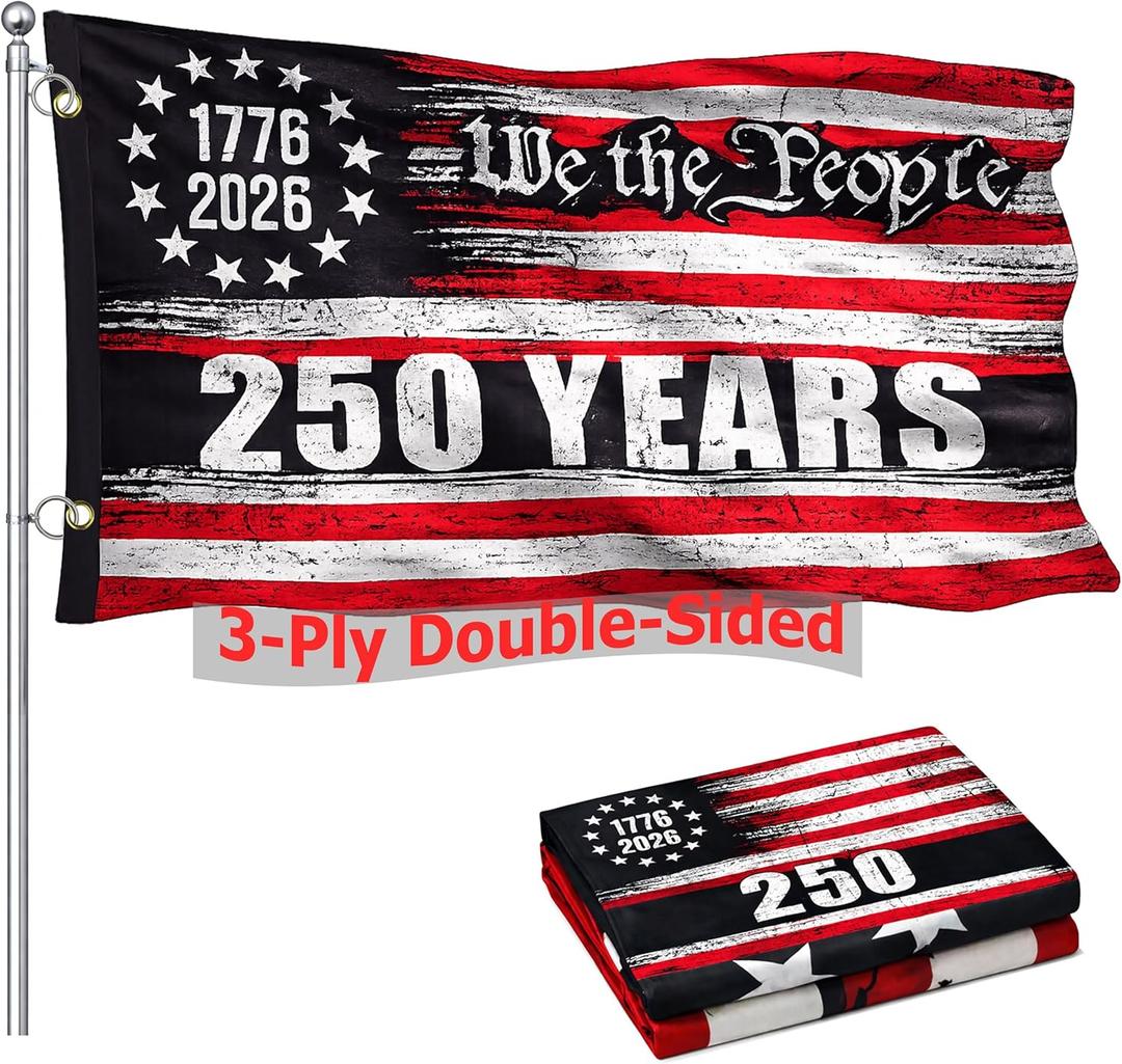 250 Anniversary USA Flag, 3x5 Ft Double-Sided, We The People 1776-2026 USA 250 Years of Freedom Flag, Patriotic Yard & House Banner for 4th of July