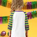 BesserBay Girls Adorable Cute Fleur-de-Lis Print 3/4 Sleeve Raglan Stripe Top White Purple Yellow Fat Tuesday Outfit 6 Years