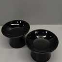 6.2 Inch Extra Wide Elevated Ceramic Cat Bowls, Food and Water Bowl Set for Elder Big Cats Small Dogs, Raised Design for Pet Easy Eating, Protect Cat's Spine Set of 2(Black)