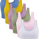 6 Pieces Women Basic Crop Tank Tops Sleeveless Sports Crop Top
Large