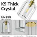 Modern Gold Pendant Lights Kitchen Island Ceiling Chandelier Indoor Crystal Hanging Light Fixtures for Dining Room Kitchen Living Room Bedroom5Light