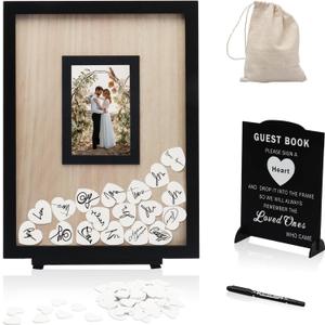 Wedding Guest Book Alternative, Guest Book Wedding Reception, Wedding Guest Book with Wooden Hearts Guest Book Signs for Wedding Anniversary Birthday Party Baby Shower