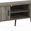 Furinno Claude Mid Century Style Wood Legs TV Stand for TV Size up to 50 inch with Two Cabinets, French Oak
