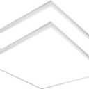 2x2 LED Flat Panel Light with Emergency Driver - Case of 4, Adjustable Wattage 20W/25W/30W/35W/40W, 5 Color Tunable, DLC Premium LED Panel Lights for Offices, Hospitals - 23.74" W x 23.74" L