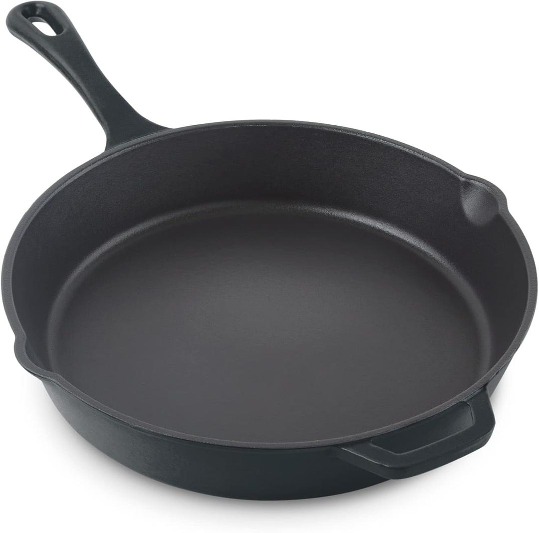 DASH Zakarian 11" Nonstick Cast Iron Skillet with Pour Spouts for Searing, Baking, Grilling, Roasting and More - Black