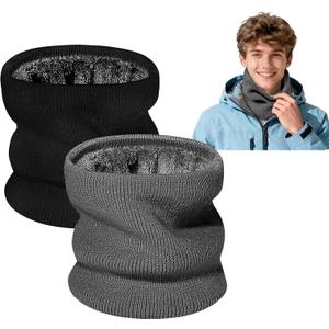 Winter Neck Warmer Gaiter: Windproof Thick Fleece Lined Warm Neck Scarf for Skiing Cycling Snowboarding for Men Women (One Size, Black, Grey)