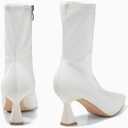 Coutgo Womens Ankle Boots Pointed Toe Low Kitten Heel Side Zipper Office Dress Fall Booties Shoes (9, White)