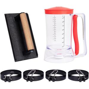 SHINESTAR 6-Piece Griddle Breakfast Kit for Blackstone - Complete Set of Griddle Accessories Including Pancake Batter Dispenser, Bacon Press, and Egg Rings