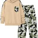 mksodopy Boys Clothes Boy Outfits 2-Piece Long Sleeve Hoodie and Camouflage Pants Boys Clothes for 6-16 Years