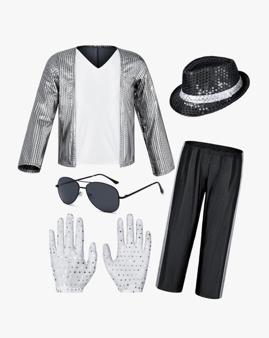 Dance Star Costume for Kids 80s 90s Pop Stage Cosplay Party Halloween Role Play 3-12 Years 120-130cm