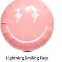 4PCS Pink Smile Face Balloons 23 Inch/Pink Preppy Themed Party Decor/Preppy Y2k Hot Pink Party Balloons Smile Face Lightning Supplies for Teen Hippie Girls Bachelorette Early 2000s Theme