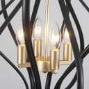 17" Black and Gold Chandelier Geometric Metal Modern Industrial Chandeliers Lighting for Farmhouse Living Room Entryway Kitchen (Bronze-4 lights)