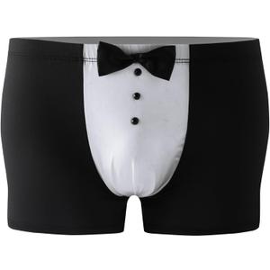 Bubblume Funny Boxer Shorts for Men Underwear With bow - Novelty Wedding Groom Underwear-Holiday Party Mens Boxer Briefs (US, Alpha, Medium, Regular, Regular, Black)
