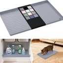 URMONA Waterproof Silicone Under Sink Mat 22'' x 14'' Shelf Liner for Kitchen and Bathroom, Cabinet and Counter Protector, Storage and Organizers, Litter Mat, Pet Cat Puppy Essentials(Light Grey)