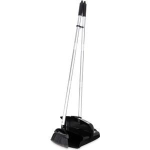 Carlisle FoodService Products Broom with Dustpan Combo Set DuraPan, Adjustable Broom and Dustpan Set, Lightweight Metal and Plastic Design, 36", 4 Pack, Black