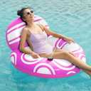 Sloosh Inflatable Pool Floats Chair - River Tube Pool Floaties Sofa with Big Backrest, Lounge Above Water Floating Chair Mesh Bottom Swimming Pool Party Toys Lounger Lake Raft for Adults (Pink White)